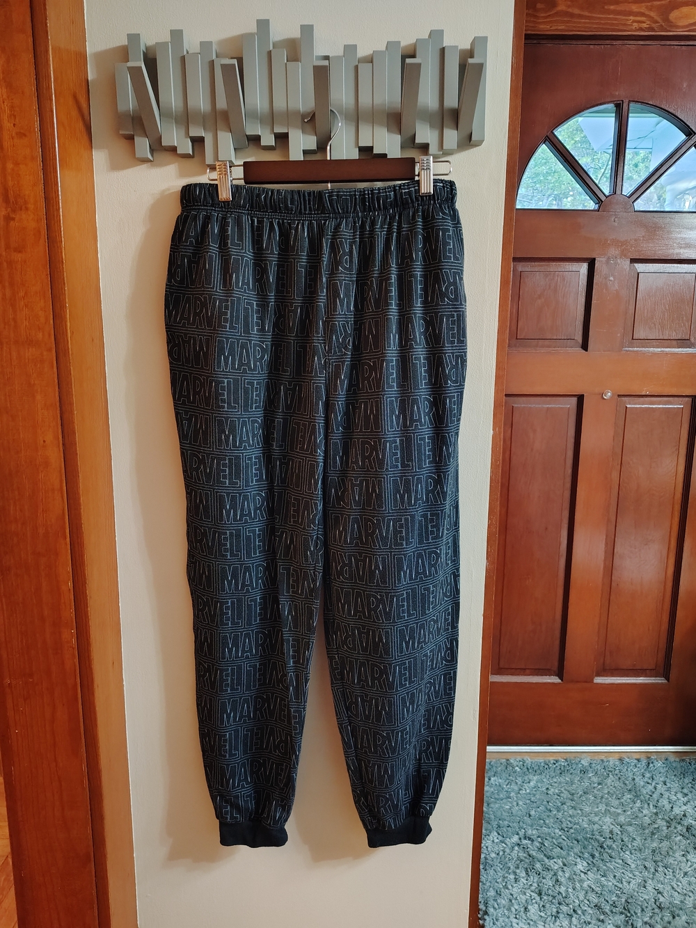 Marvel Boy’s Black Logo Jogger Pants